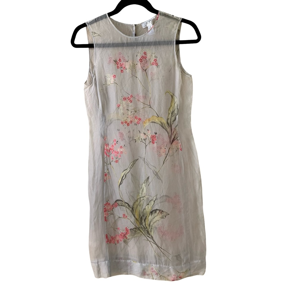 BCBG Max Azria Collection Y2K Silk Sheer Fairycore Ethereal Floral Shift Dress 2
